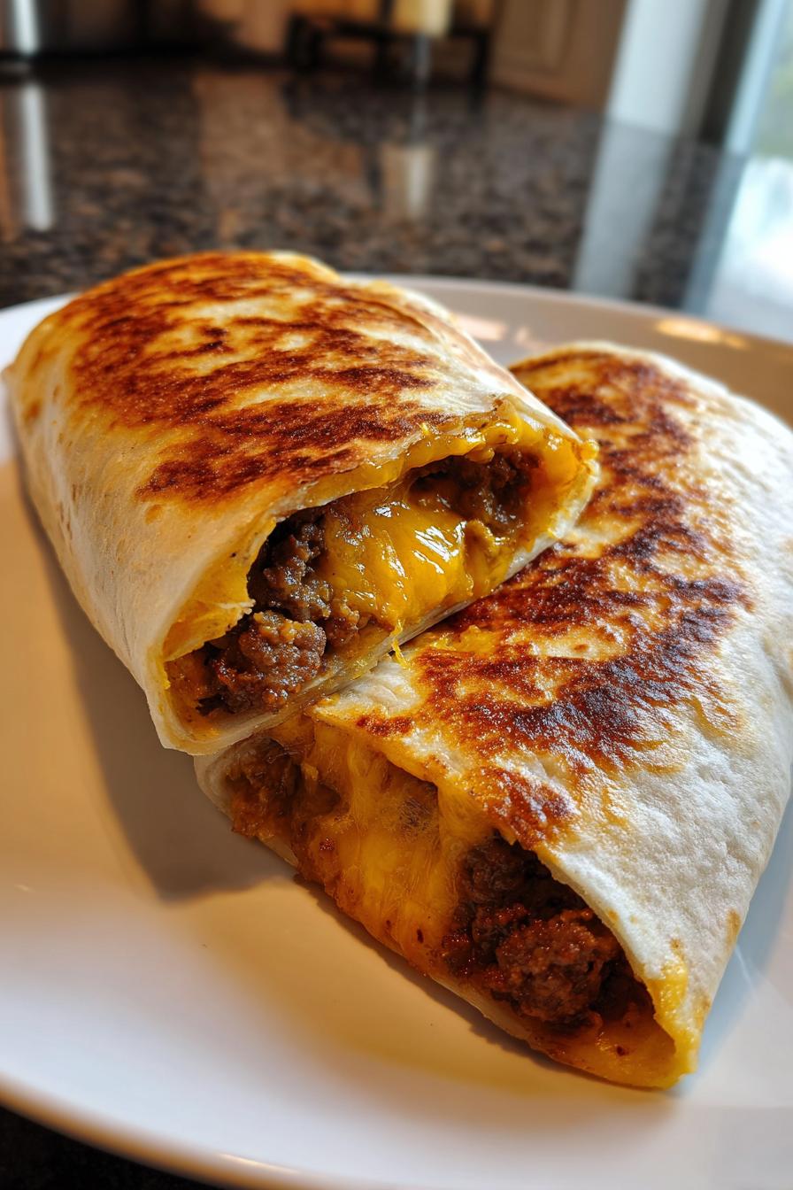 easy air fryer cheeseburger wraps - detail 1