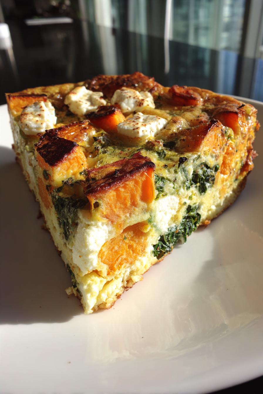 roasted sweet potato kale frittata feta - detail 1