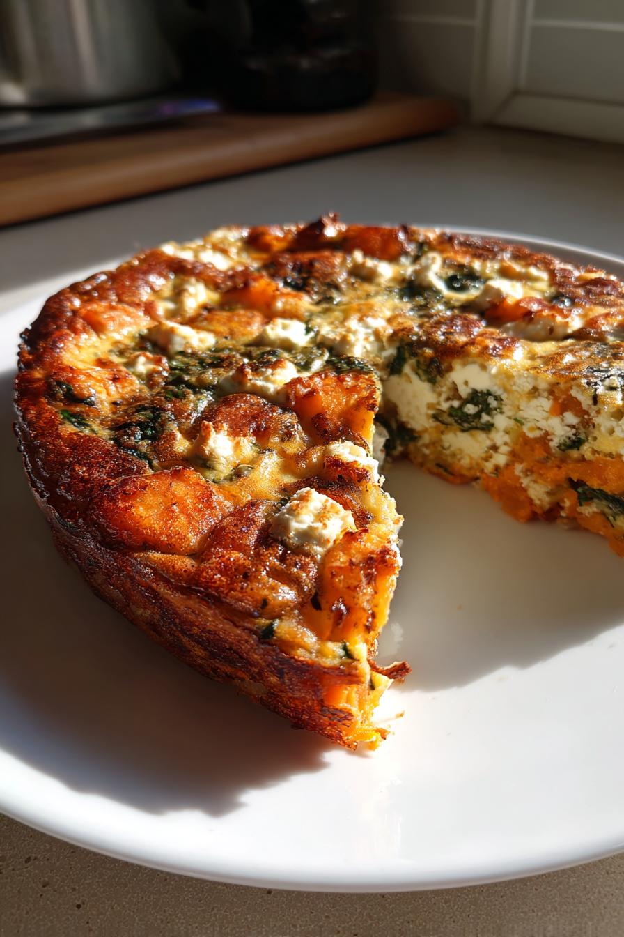 roasted sweet potato kale frittata feta