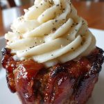 smoky bourbon bbq bacon wrapped meatloaf cupcakes with mashed potato frosting